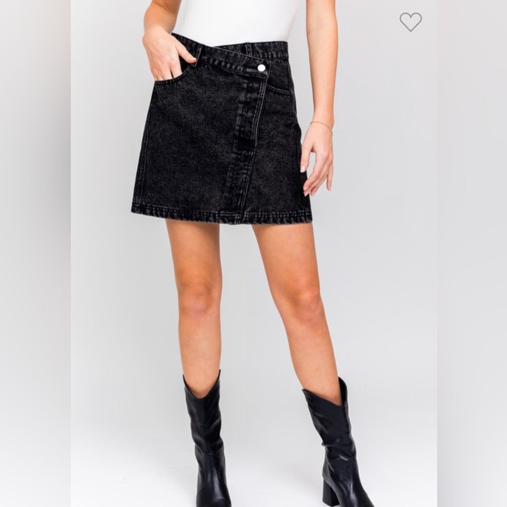 Black Denim Mini Skirt